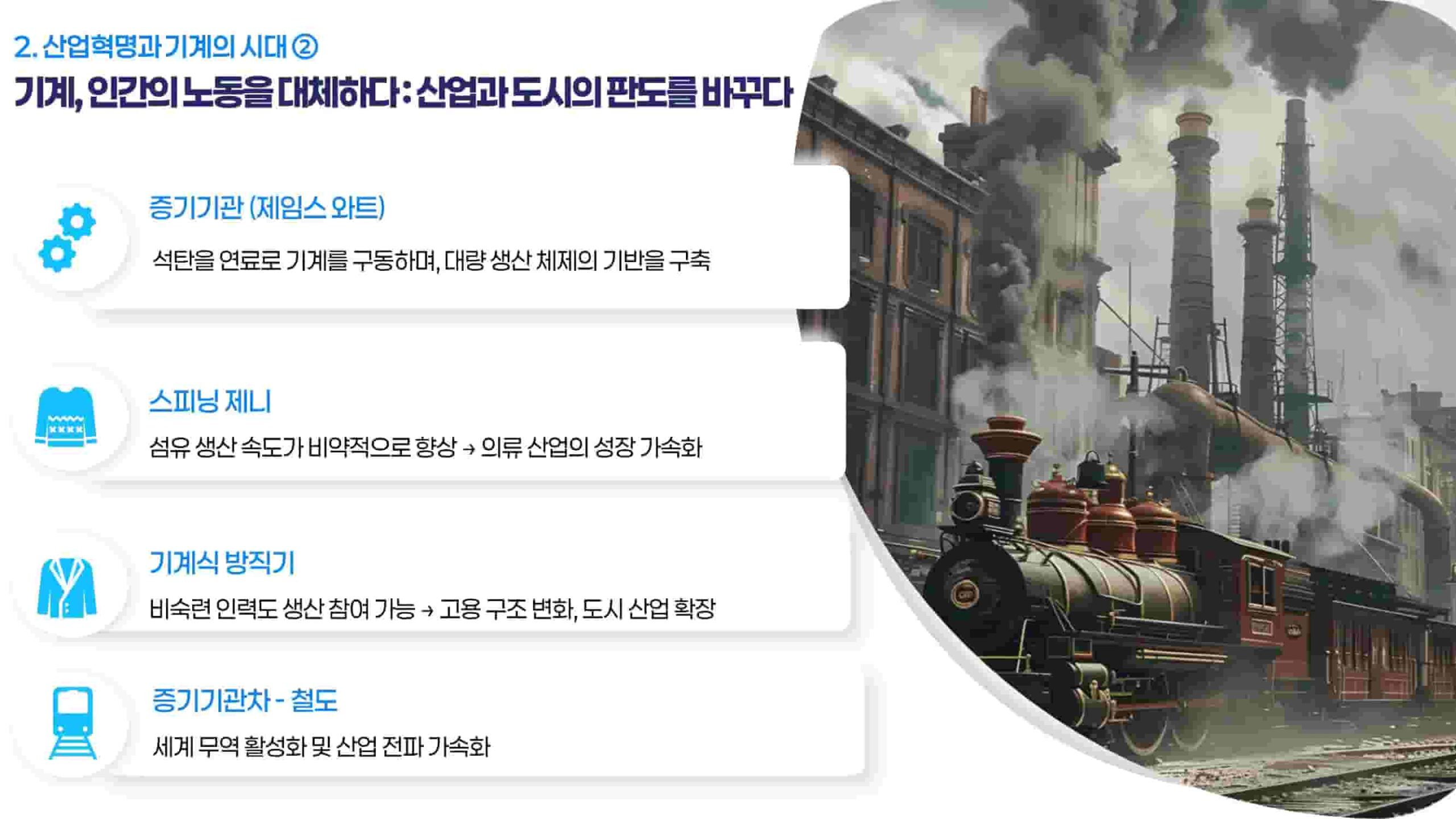 기계, 인간의 노동을 대체하다 – 산업과 도시의 판도를 바꾸다
