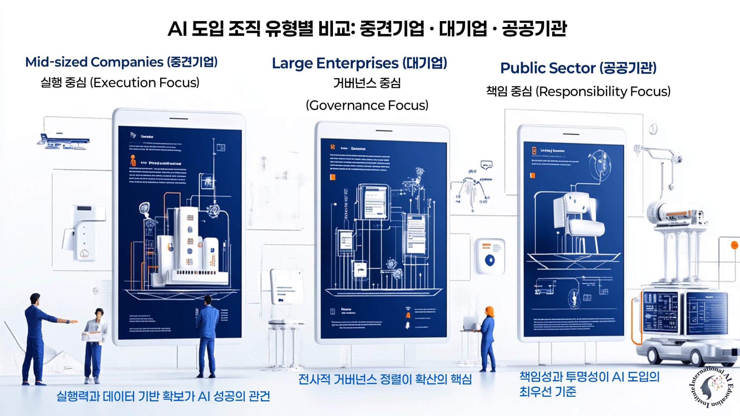 AI 조직 유형별 준비도 차이: 중견기업 대기업 공공기관 비교
