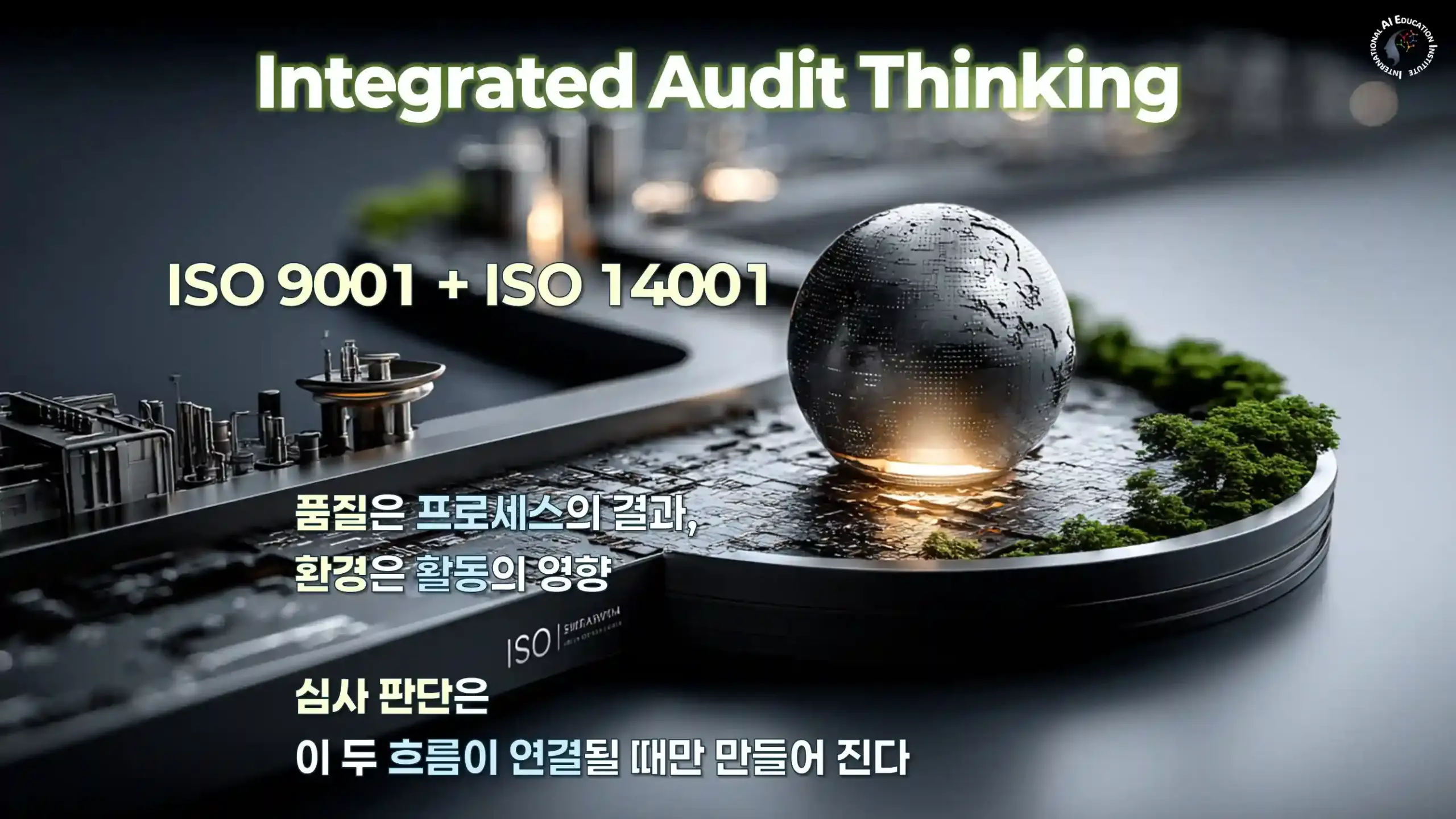 ISO 9001 ISO 14001 통합 심사사고 Audit Thinking 품질 프로세스와 환경 영향 흐름 연결 구조