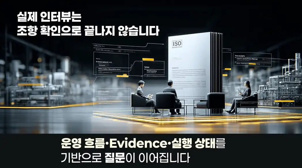 ISO audit interview framework based on operational workflow and evidence review