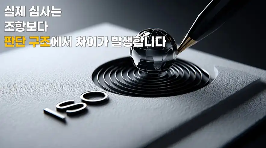 운영 흐름 기반 ISO 인증심사와 리스크 기반 판단 구조 이미지