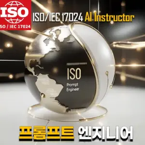 ISO/IEC 17024 Prompt Engineer와 AI Instructor 국제 인증을 상징하는 지구본 디자인 이미지 - 금색과 검은색의 조화로운 디테일로 글로벌 표준을 강조