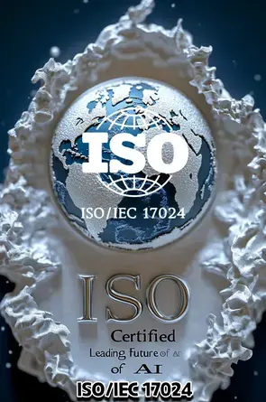 ISO/IEC 17024 AI 자격증 인증 로고, 인공지능 지도사 및 GPT 프롬프트 자격증을 상징하는 이미지