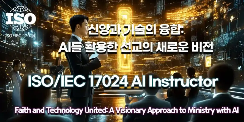 ISO/IEC 17024 인공지능지도사 강의: 신앙과 기술의 융합을 통해 AI를 활용한 새로운 선교 비전을 제시하는 이미지