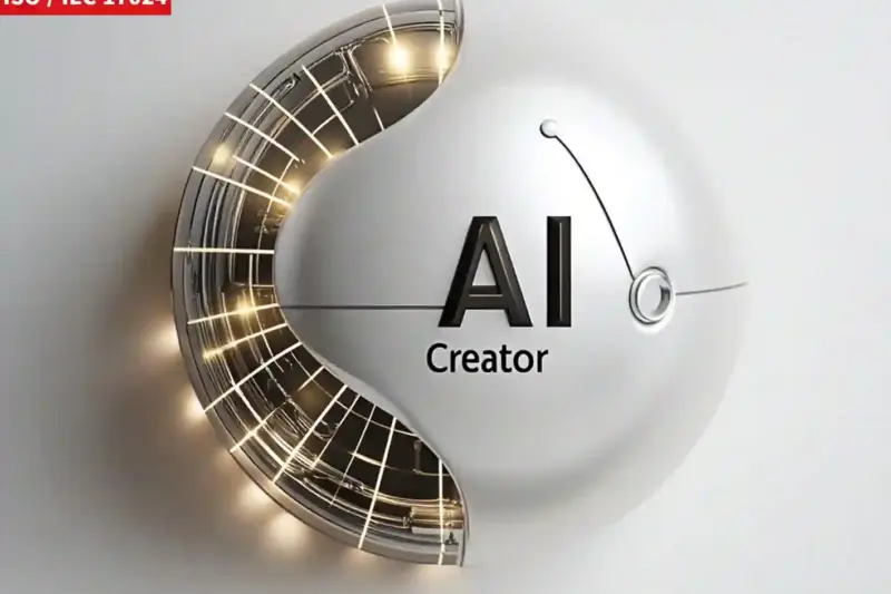 ISO/IEC 17024 인증 AI 크리에이터 자격증을 상징하는 고급스러운 디자인 이미지. 반구형 구조와 빛나는 효과로 AI 기술과 창의성을 강조하며, 국제 표준을 기반으로 한 자격증의 신뢰성과 전문성을 표현
