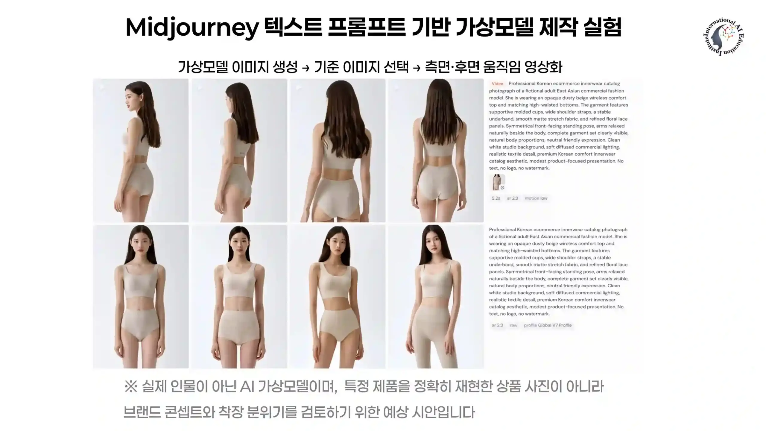 Midjourney로 생성한 가상모델 시점·구도 테스트 결과
