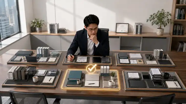 AI 업무환경 선택을 고민하는 직원의 모습