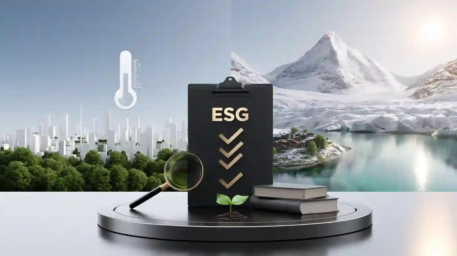 기후 리스크 대응 이후 안정된 도시와 자연을 상징하는 ESG 심사 결론 이미지