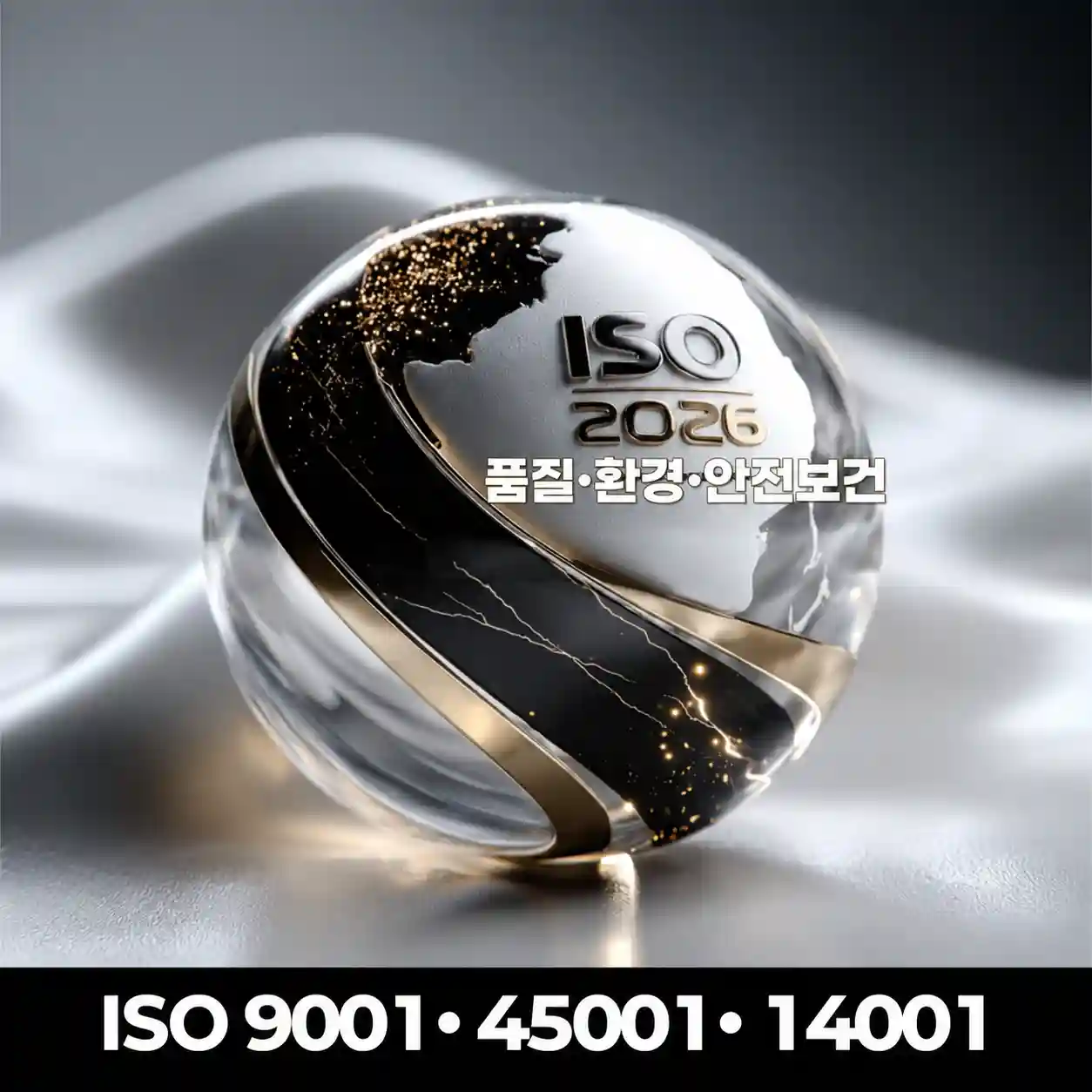 은색과 금색 지구본에 ISO 2026과 품질·환경·안전보건 문구를 배치한 통합심사 교육 썸네일